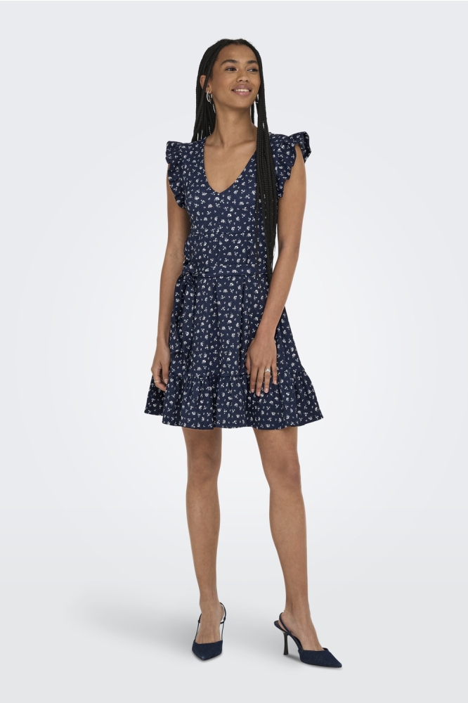 ONLHILLARY V NECK BELT DRESS CS OX 15360716 NIGHT SKY/ANN FLOWER
